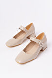 ASFSTORE ST-006 Bej Rugan Günlük 4 cm Topuklu Bayan Ayakkabı