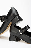 ASFSTORE ST-006 Siyah Günlük 4 cm Topuklu Bayan Ayakkabı