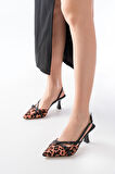 ASFSTORE ST-005 Leopar Günlük 7 cm Topuklu Bayan Ayakkabı 