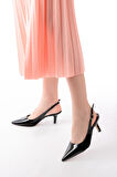 ASFSTORE ST-1152 Siyah Rugan Günlük 7 cm Topuklu Kadın Ayakkabı 