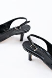 ASFSTORE ST-1152 Siyah Rugan Günlük 7 cm Topuklu Kadın Ayakkabı 