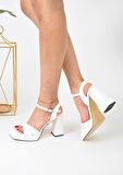 ASKA SHOES KADIN SATEN VE AYNA MODEL PLATFORM TOPUKLU AYAKKABI