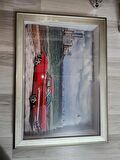 KIRMIZI NOSTALJİ ARABA 40 X 60 RÖLYEF TABLO