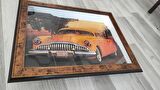 SARI NOSTALJİK ARABA 35 X 50 RÖLYEF TABLO