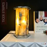 Altıgen Mermer Alabaster Masa Lambası – Ev İçin Sıcak Ortam Aydınlatması- Mükemel orijinal tasarım