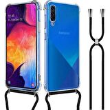Samsung Galaxy A30S Askılı İpli Şeffaf Tank Kılıf