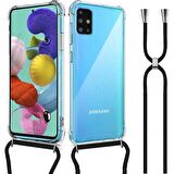 Samsung Galaxy A51 Askılı İpli Şeffaf Tank Kılıf