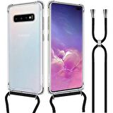 Samsung Galaxy S10 Plus Askılı İpli Şeffaf Tank Kılıf