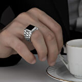 Black Onyx Stone Taşlı 925 Ayar Gümüş Erkek Yüzük