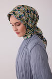 Geometrik Desen %100 Twill İpek Eşarp BE02
