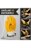 My Star Sarı Nitril Kaplı İş Eldiveni 15G Naylon Örme Beden 10 Kaymaz Dayanıklı Profesyonel