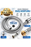 Çelik Flex Sargılı Duş Hortumu 150 cm Paslanmaz Çelik Örgülü 360° Döner Sistem ½"