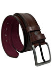 Taba Suni Deri Dikişli Desensiz Düz Model 4.5 Cm.lik Spor Kot Kemer - 4523-111-22ks