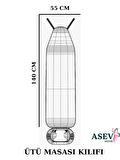 İpli Ayarlanabilir Isıya Dayanıklı Keçeli Büyük Boy Ütü Masası Kılıfı Örtüsü Bezi 55x140cm Doğa
