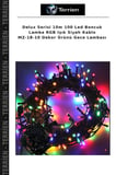 Delux Serisi 10m 100 Led Boncuk Lamba RGB Işık Siyah Kablo MZ-18-10 Dekor Ürünü Gece Lambası