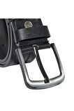 Siyah Hakiki Deri Desenli Model 4.5 Cm.lik Spor Kot Kemer - 500-61