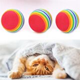 Buffer® 3lü Gökkuşağı Sünger Kedi Köpek Çiğneme Oyun Topu 4,2 cm