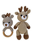 Amigurumi Geyik Uyku Arkadaşı Ve Diş Kaşıyıcı Seti
