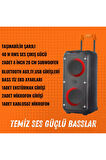 1095 Karaoke Kablosuz Mikrofonlu Bluetooth Hoparlör Led Işıklı Taşınabilir Kablosuz Speaker 2*8 inc Karaoke