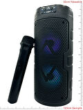 Karaoke Kablosuz Mikrofonlu Bluetooth Hoparlör Led Işıklı Taşınabilir Kablosuz Speaker