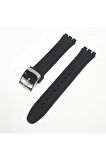 17mm Swatch Uyumlu Siyah Slikon Saat Kordonu