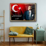 Mustafa Kemal Atatürk Cam Tablo | "Vatanını En Çok Seven..." Sözü ve Bayrak - ATA123