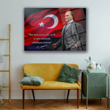 Atatürk Türk Bayrağı Önünde Cam Tablo – “Zeki, Çevik ve Ahlaklı Sporcu” – ATA246