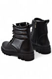 988 Günlük Bağcıklı Fermuarlı Siyah Kadın Bot Ayakkabı Kışlık Kadın Bot