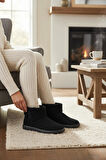 616 Günlük Kadın Bot Süet İçi Kürklü Yüksek Kalın Taban Kışlık Bot 