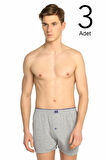 Erkek Karışık Renk 3'lü Paket Penye Düğmeli Boxer