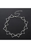 Gri Kalp Metal 35 Cm Zincirli Choker Hediyelik Kadın Kolye Takı