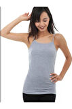 Tutku 0135 (4NO-XL) 1 ADET Kadın Ribana %100 Pamuk İp Askılı Atlet GRİ