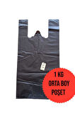 ORTA BOY 1KG ATLET MARKET POŞETİ SİYAH POŞET 28x52cm SAĞLAM