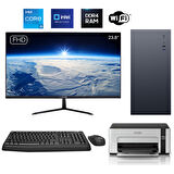 Turbox Tx6140 i5 9400 16GB DDR4 512GB NVMe 23.8 inç FHD Monitör WiFi + YAZICI Ofis Hazır Sistem