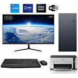 Turbox Tx6145 i5 12400 16GB DDR4 512GB NVMe 23.8 inç FHD Monitör WiFi + YAZICI Ofis Hazır Sistem