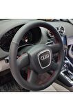 AUDİ A3 Uyumlu SPORTBACK ARACA ÖZEL DİREKSİYON KILIFI KIRMIZI İPLİ