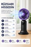 Şarjlı El Fanı 5 kademeli Telefon Standlı Mini Vantilatör 300mAh 180° Katlanabilir El Tipi Fan