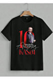 Baskılı Atatürk Kadın Erkek Unisex Bisiklet Yaka Baskılı T-shirt Siyah Beyaz Gri tshirt tişört