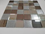 Mutfak Tezgah Arası Ve Iç Dekorasyon Için 48x48x4 mm Krom Ayna Simli Mix Kristal Mozaik