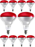 Avarson (10 Adet) 250W Kızılötesi (infrared) Isıtıcılı Hayvan Isıtma ve Kuluçka Lambası (Kırmızı Işık) E27 (Kalın Duy)