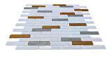 Mutfak tezgah arası Kristal Cam Mozaik. Cam ölçüleri: 15x73x4 mm. File ölçüsü: 30x30 cm. ( 1 Koli = 11 File Karo = 1 m2 Fiyatıdır )