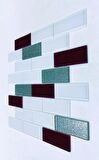 Mutfak tezgah arası Kristal Cam Mozaik. Cam ölçüleri: 36x98x4 mm. File ölçüsü: 30x30 cm. ( 1 Koli = 11 File Karo = 1 m2 Fiyatıdır )