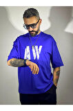 Aw Baskılı Oversize Erkek T-Shirt