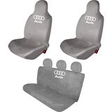 Audi A4 Penye Oto Koltuk Kılıfı - Marka Logo Baskılı - Gri