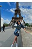 Denim mix penye elbise