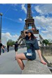 Denim mix penye elbise