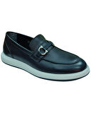 Rego 1774 Erkek Siyah (40-44) Deri Tokalı Loafer Ayakkabı 