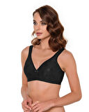 Pamuklu Dantelli Penye Siyah Renk Cepli Protez Sütyen