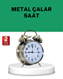 Gümüş Renkli Sessiz Işıklı Dekoratif Masa Üstü Çalar Saat Alarmlı