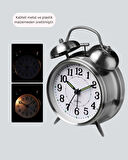 Dekoratif Gümüş Işıklı Alarmlı Masa Saati Sessiz Mekanizma